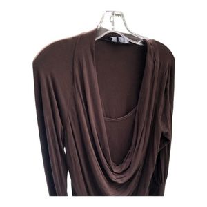 Laudry brown long sleeve draped front  banded at hem size large with stretch